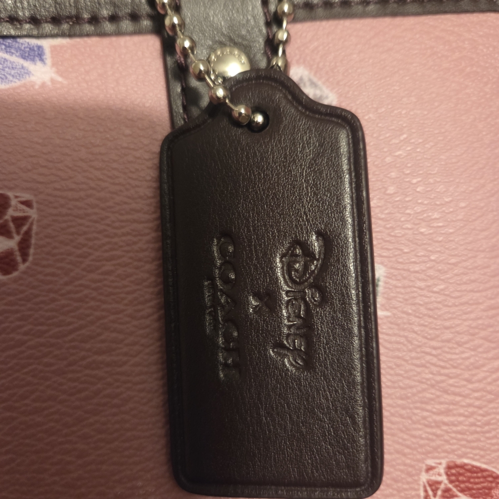 Disney Coach Pink Reversible Tote w/Multicolor Gemstone Design & Attached Wallet - Picture 2 of 11
